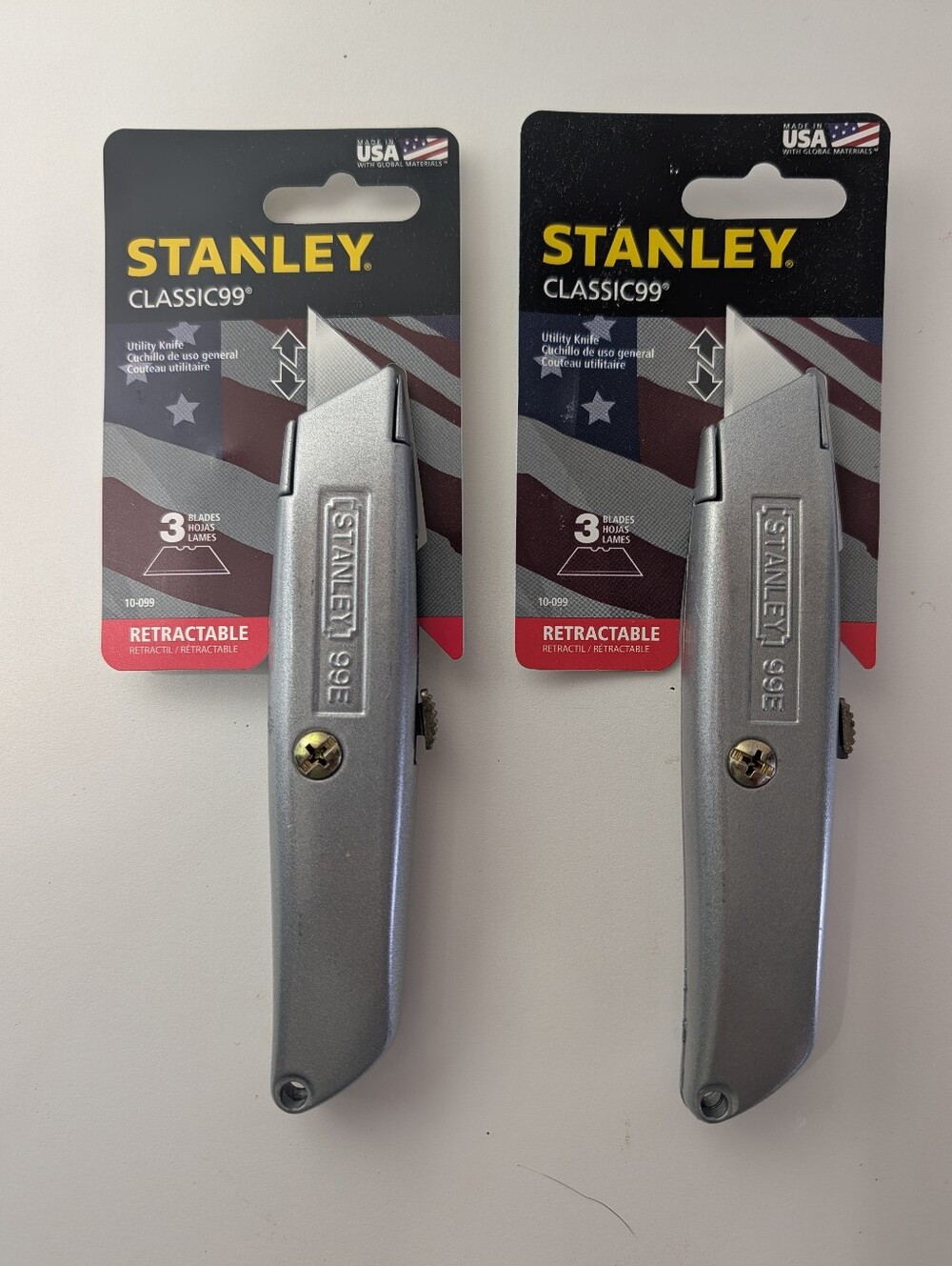 Stanley Utility Knife Classic 99 6 in. Retractable Gray 10-099 Lot Of 2
